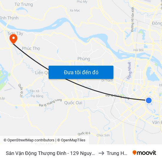 Sân Vận Động Thượng Đình - 129 Nguyễn Trãi to Trung Hưng map