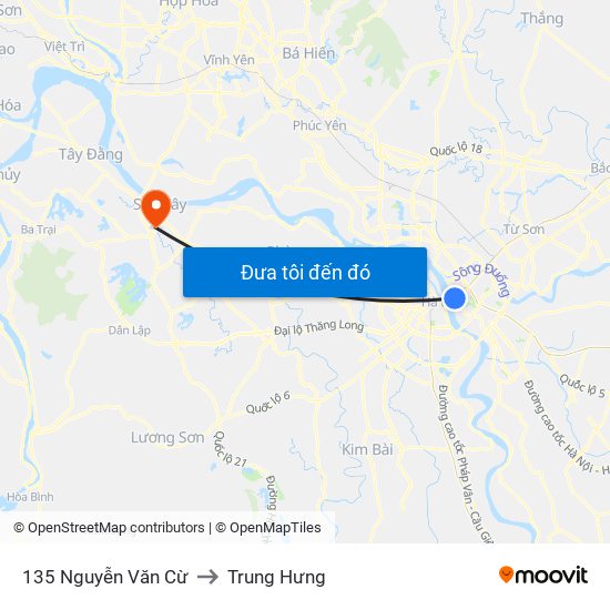 135 Nguyễn Văn Cừ to Trung Hưng map