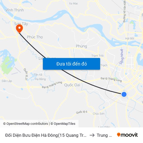 Đối Diện Bưu Điện Hà Đông(15 Quang Trung Hà Đông) to Trung Hưng map