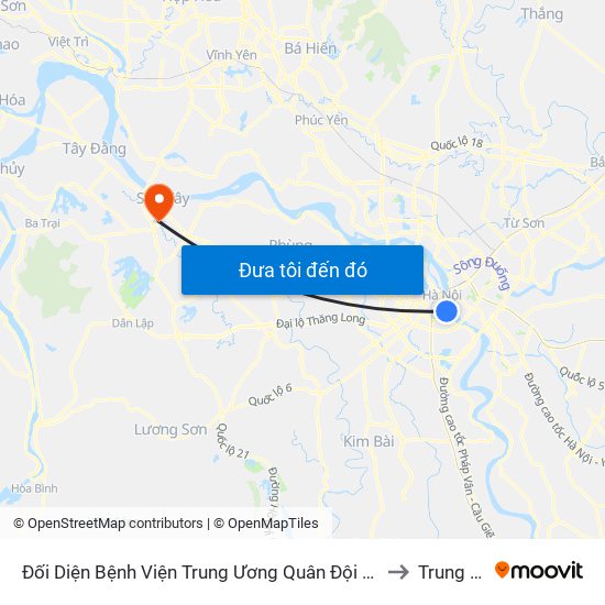 Đối Diện Bệnh Viện Trung Ương Quân Đội 108 - Trần Hưng Đạo to Trung Hưng map