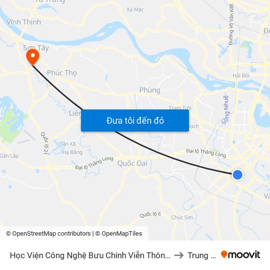 Học Viện Công Nghệ Bưu Chính Viễn Thông - Trần Phú (Hà Đông) to Trung Hưng map
