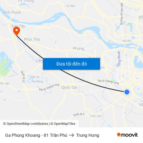 Ga Phùng Khoang - 81 Trần Phú to Trung Hưng map