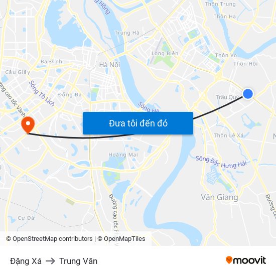 Đặng Xá to Trung Văn map