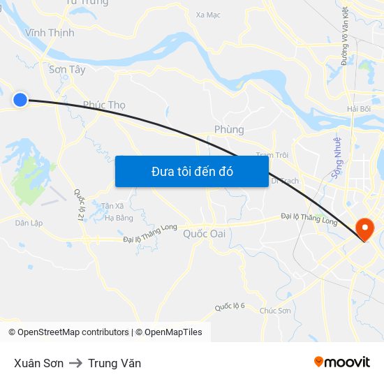 Xuân Sơn to Trung Văn map