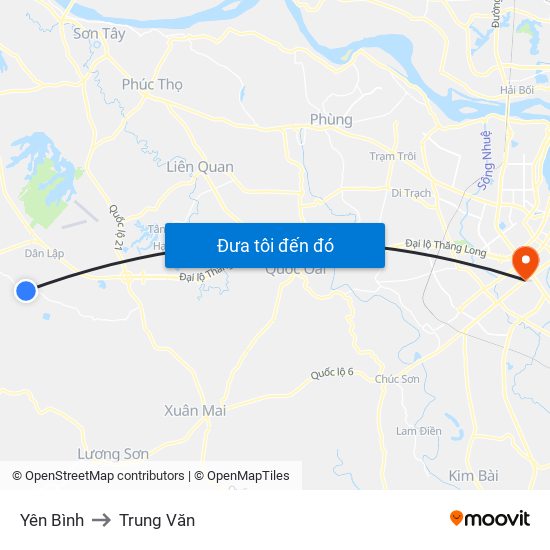 Yên Bình to Trung Văn map