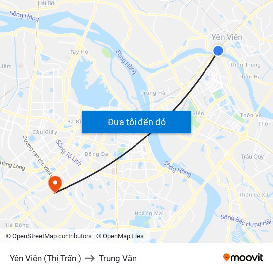 Yên Viên (Thị Trấn ) to Trung Văn map