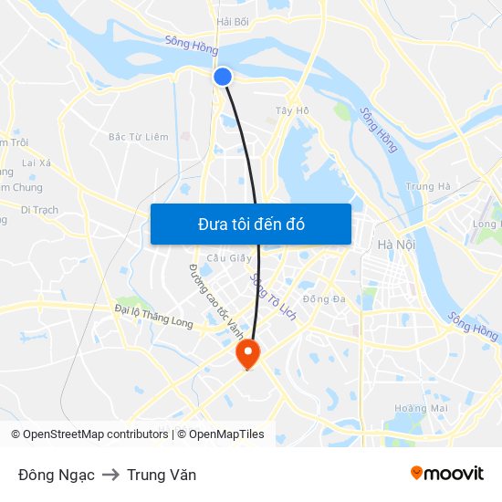 Đông Ngạc to Trung Văn map