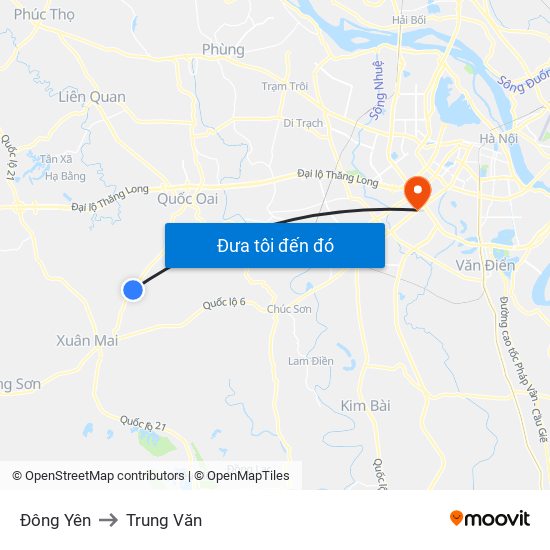 Đông Yên to Trung Văn map