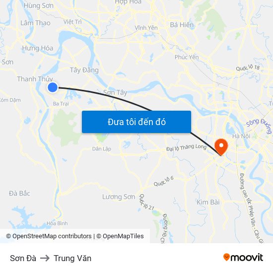 Sơn Đà to Trung Văn map