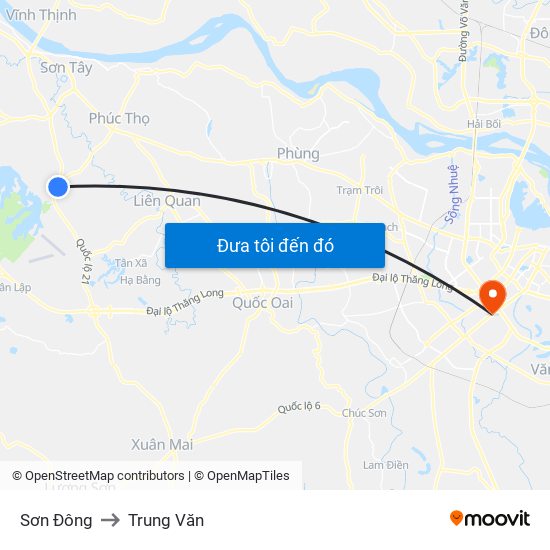 Sơn Đông to Trung Văn map