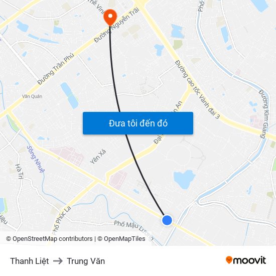Thanh Liệt to Trung Văn map