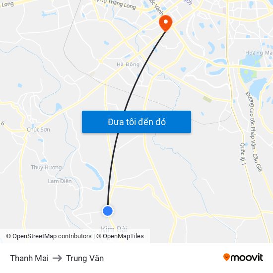 Thanh Mai to Trung Văn map