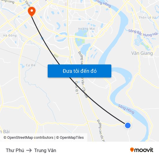 Thư Phú to Trung Văn map
