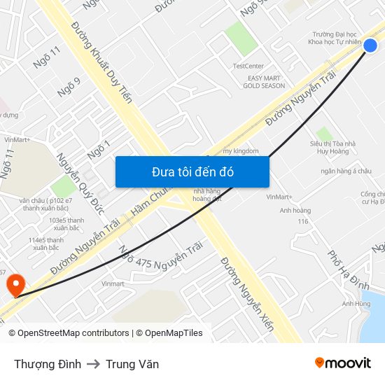 Thượng Đình to Trung Văn map