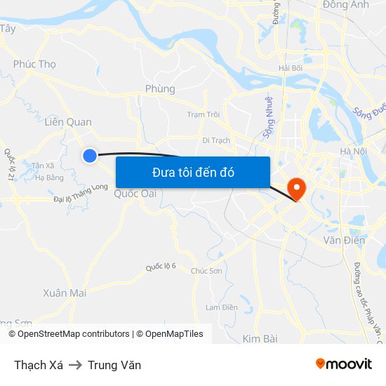 Thạch Xá to Trung Văn map