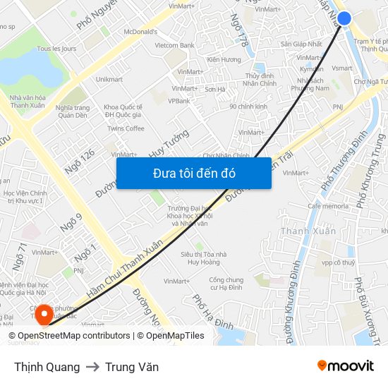 Thịnh Quang to Trung Văn map