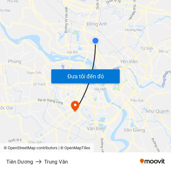 Tiên Dương to Trung Văn map