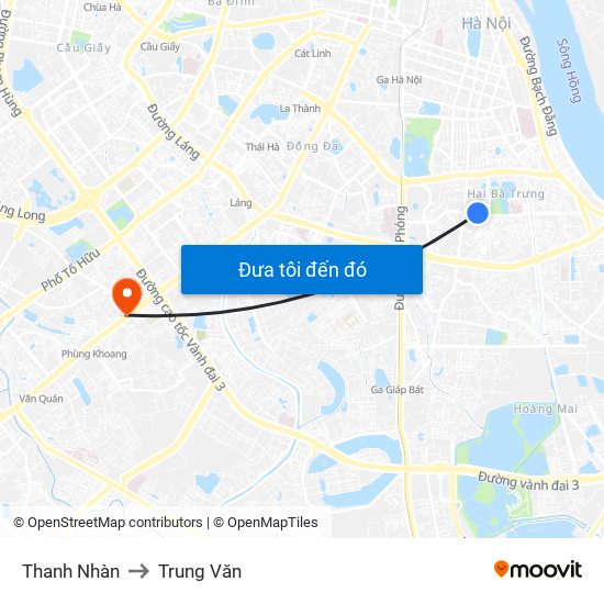 Thanh Nhàn to Trung Văn map