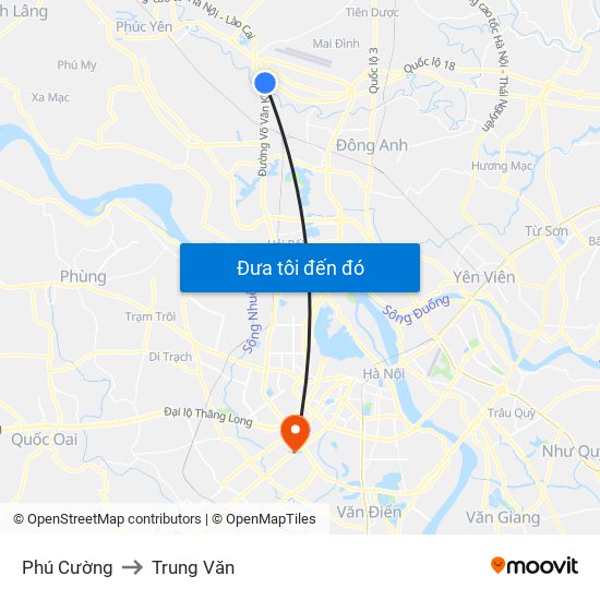 Phú Cường to Trung Văn map