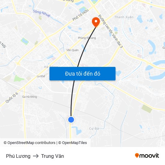 Phú Lương to Trung Văn map