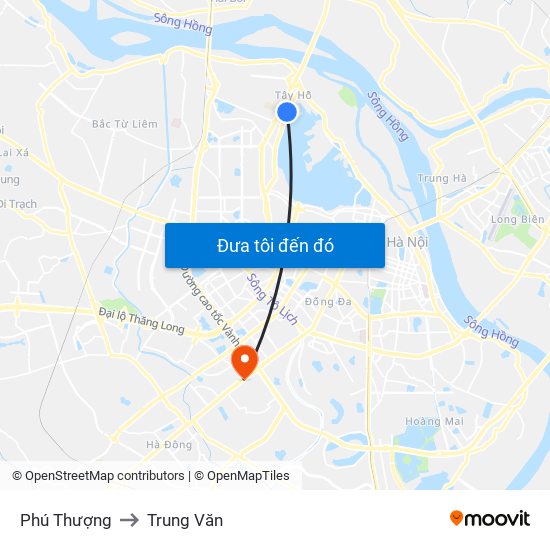 Phú Thượng to Trung Văn map