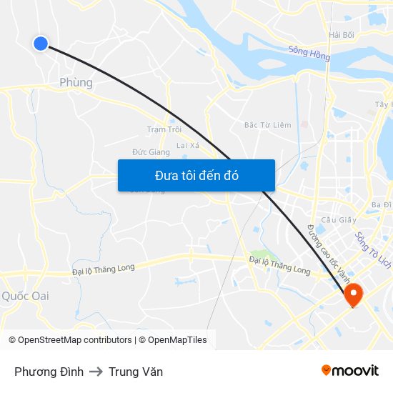 Phương Đình to Trung Văn map