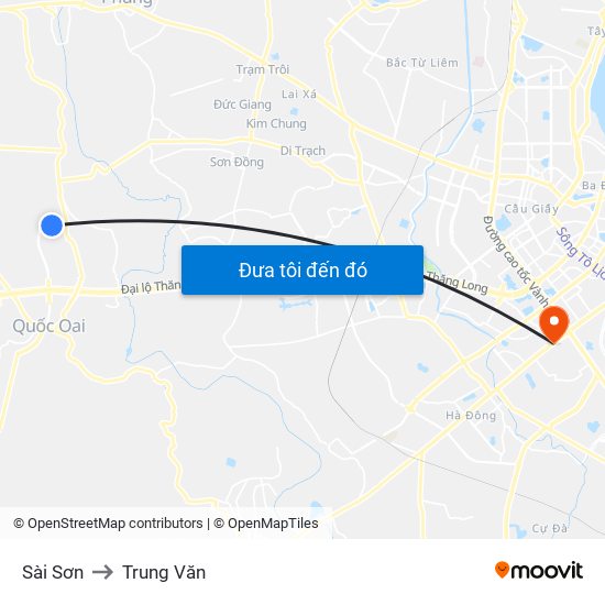 Sài Sơn to Trung Văn map