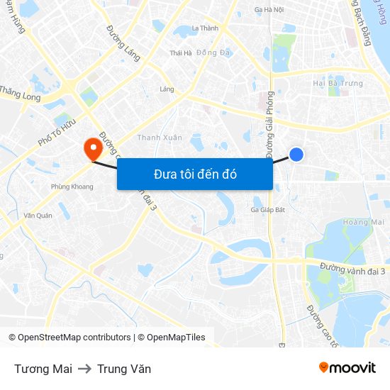 Tương Mai to Trung Văn map