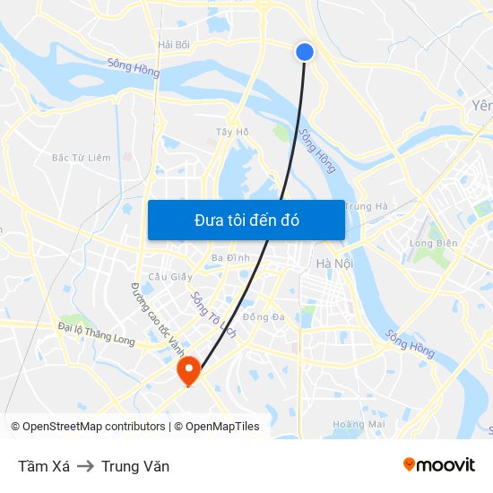 Tầm Xá to Trung Văn map