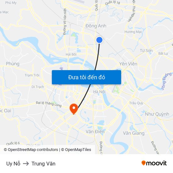 Uy Nỗ to Trung Văn map