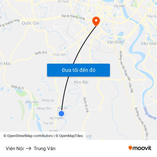 Viên Nội to Trung Văn map