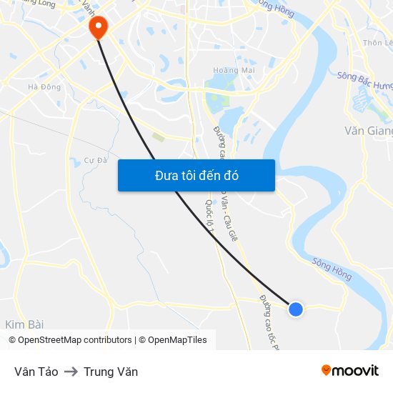 Vân Tảo to Trung Văn map