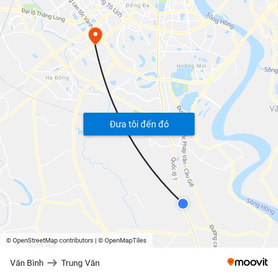 Văn Bình to Trung Văn map