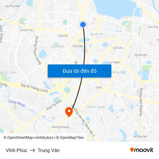 Vĩnh Phúc to Trung Văn map