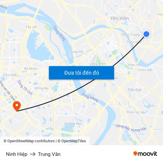 Ninh Hiệp to Trung Văn map