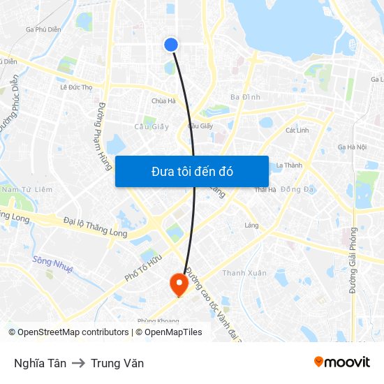 Nghĩa Tân to Trung Văn map