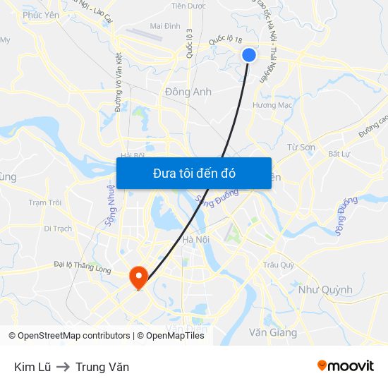Kim Lũ to Trung Văn map