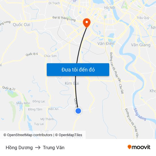 Hồng Dương to Trung Văn map
