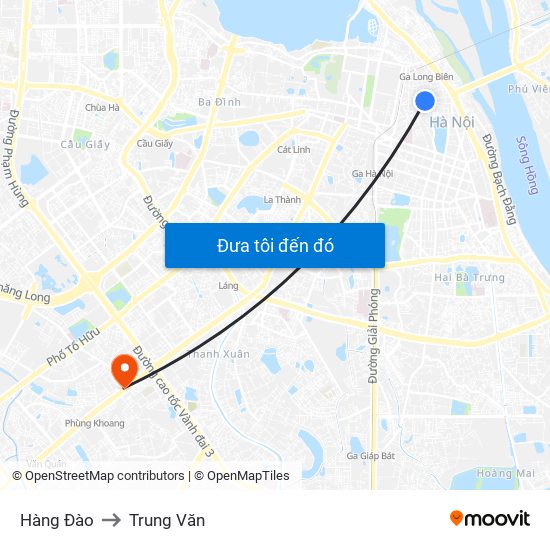 Hàng Đào to Trung Văn map