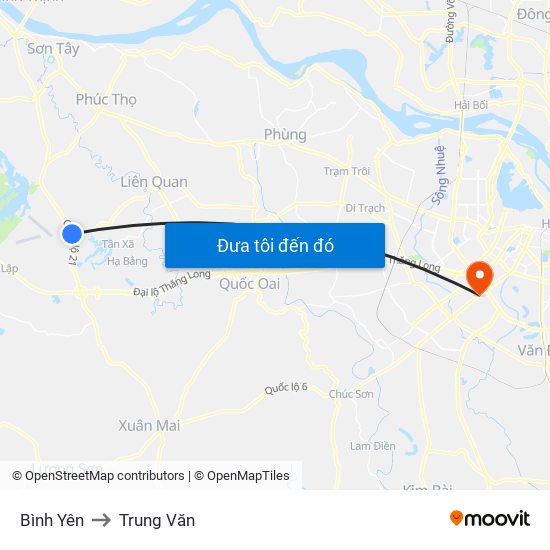 Bình Yên to Trung Văn map