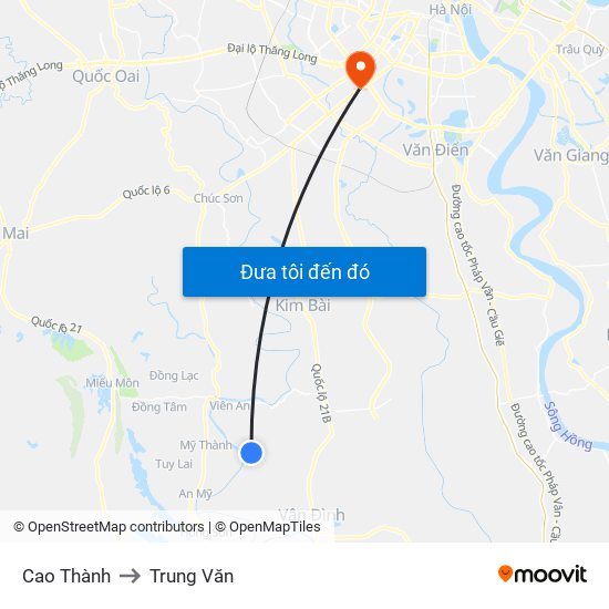 Cao Thành to Trung Văn map