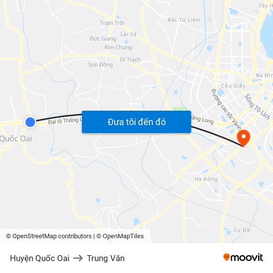 Huyện Quốc Oai to Trung Văn map