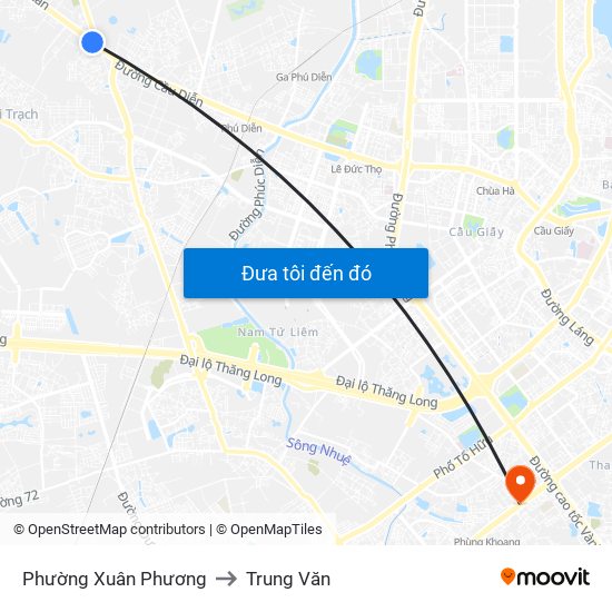 Phường Xuân Phương to Trung Văn map