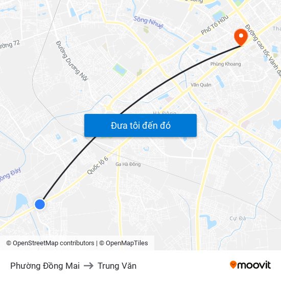 Phường Đồng Mai to Trung Văn map
