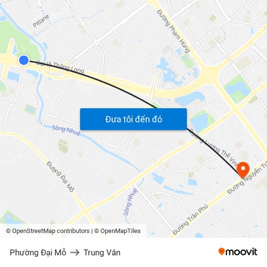 Phường Đại Mỗ to Trung Văn map