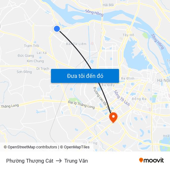 Phường Thượng Cát to Trung Văn map