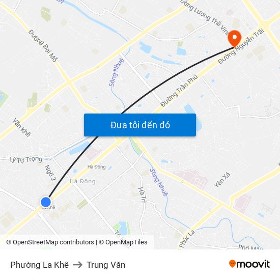 Phường La Khê to Trung Văn map