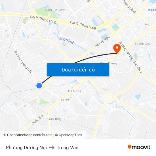 Phường Dương Nội to Trung Văn map