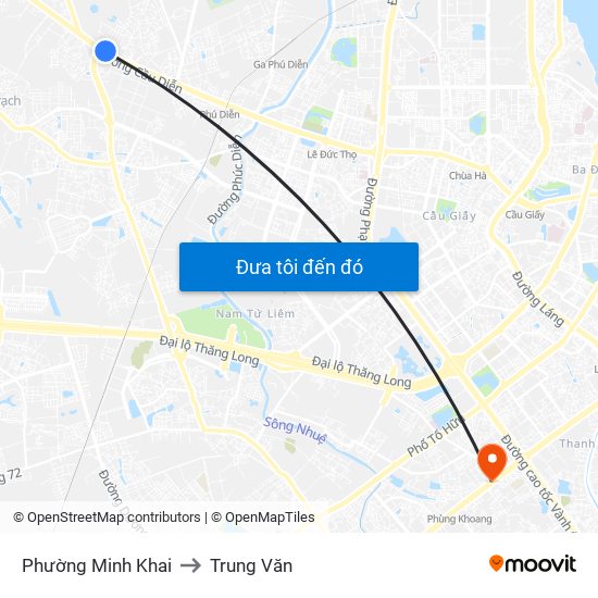 Phường Minh Khai to Trung Văn map