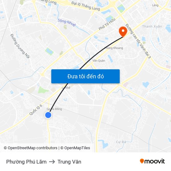 Phường Phú Lãm to Trung Văn map